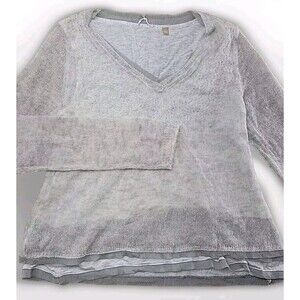 Knitted & Knotted Women's L Gray Alpaca Wool Blend Sweater Rayon Lined V-Neck